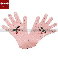 Shy Miss Figure Skating Gloves with Rhinestones and Plush Lining