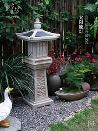 Artisan Retro Chinese Style Solar Garden Light Outdoor Villa Landscape Stone Lamp
