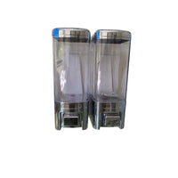 Manual Wall-Mounted Double Head Soap Dispenser, 2 x 500ml Clear ABS Plastic