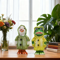 Outdoor Garden Resin Duck Frog Figurines for Home Desktop Patio Lawn Decor