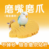 Parrot Ginkgo Sand Perch for Claw and Beak Grinding, Bird Cage Accessory