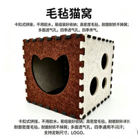 Felt Cat Cave Bed with Snap Buttons, Collapsible and Easy to Store, All Seasons