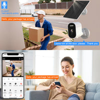 Tuya Solar Powered WiFi Security Camera with Low Power Consumption, HD, Waterproof, and Battery Operated