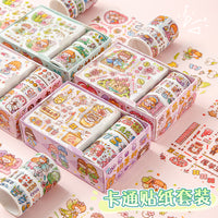 Cute Cartoon Washi Tape & Sticker Set for Kids' DIY Crafts and Scrapbooking
