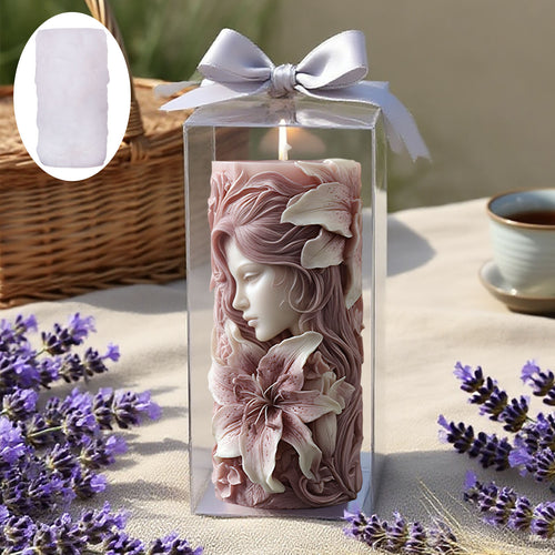 3D Female Bust Floral Scented Candle Silicone Mold for DIY Desktop Decor
