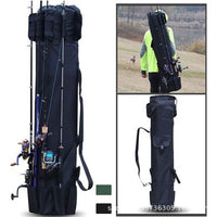 Portable Cylindrical Fishing Rod Bag with Drawstring Closure, Oxford Cloth, Large Capacity, Handheld/Shoulder Carry