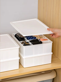Mipaidi Drawer Organizer with Lid for Underwear, Socks, Ties, and Belts - Dividable Storage Box