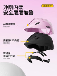 POEU Kids' Professional Impact-Resistant Cycling Helmet with Neck Protection for Boys and Girls