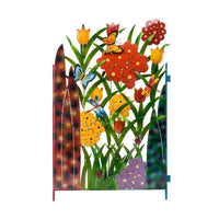 Decorative Iron Garden Fence Panel with Artificial Flowers and Plants