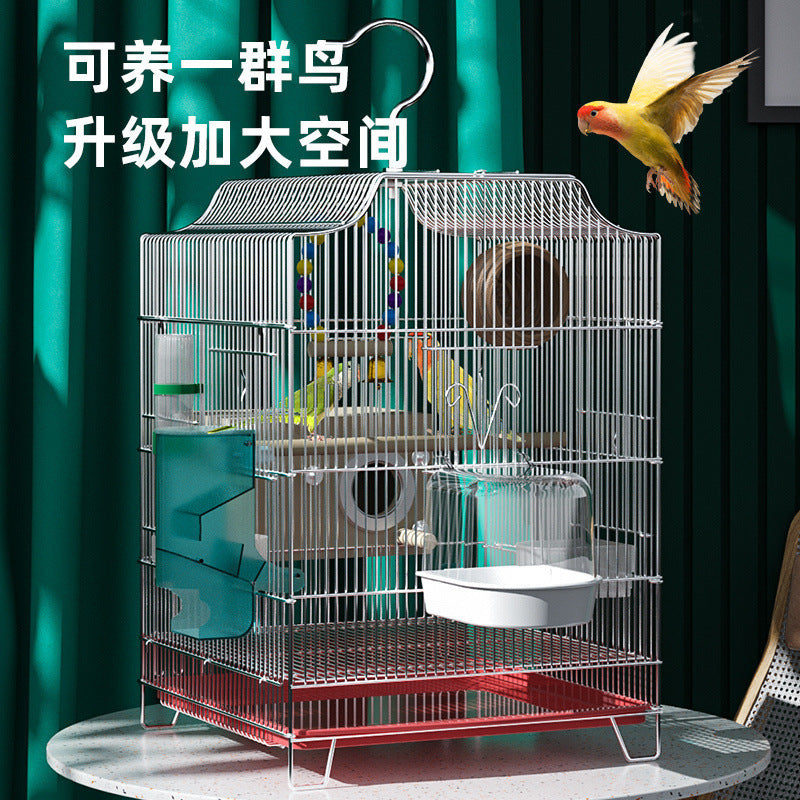 Large Electroplated Stainless Steel Bird Cage for Parrots, Cockatiels, Mynahs - Breeding and Wholesale