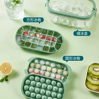 Ice Cube Tray with Lid and Storage Bin, Press-Type Large Capacity Ice Ball Maker for Home Refrigerator