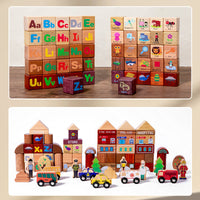 Wooden Rainbow Stacking Blocks for Kids, Educational Open-Ended Building Toy for Toddlers
