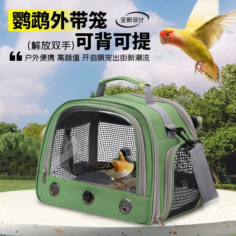 Portable Bird Carrier Travel Cage for Parrots Cockatiels Budgies Mynah Peony Sun Conure