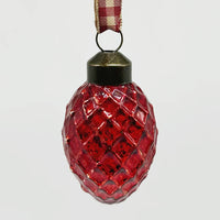 Christmas Tree Glass Ornaments, 3.5cm Red Single Pointed Decorations for Holiday Decor