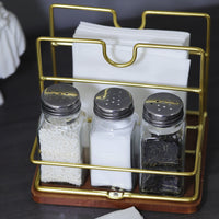 Cross-Border Wooden Tissue Holder Restaurant Napkin Storage Rack Iron-Wood Combination Tissue Storage Rack Coffee Shop Napkin Holder