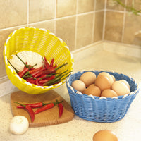 Plastic Woven Storage Basket for Desktop, Snacks, Fruit, and Cosmetics