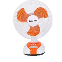 12-inch USB Rechargeable Solar Fan with LED Light and Oscillating Head for Camping and Outdoor Use