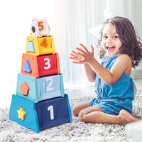 Kids Wooden Fabric Stacking Rocket Toy - Educational Multi-functional Puzzle for Boys & Girls