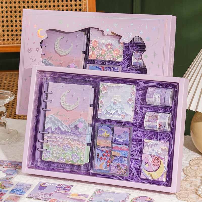 Vintage Oil Painting Journal Gift Set for Girls, Aesthetic Scrapbook Kit with Stickers and Washi Tape