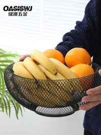 Nordic Style Double-Layer Iron Fruit Basket for Living Room, Hollow Dry Fruit and Candy Storage