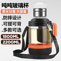 Large Capacity Borosilicate Glass Water Bottle with Tea Infuser and Handle for Sports and Outdoors
