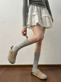 Women's White Cotton Calf-Length Socks - Thin Mid-Calf High Socks for Summer Dresses