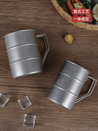 Vintage Distressed Stainless Steel Camping Mug for Coffee and Beer, 304 Grade