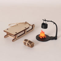 Miniature Christmas Sleigh and Hanging Stove Dollhouse DIY Kit