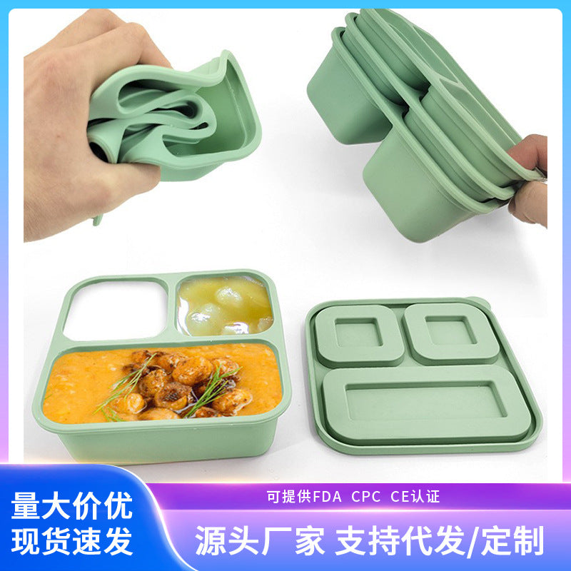 Baby Silicone Food Storage Container with Lid - Divided Freezer Tray for Purees and Solids