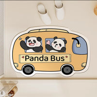 Cute Cartoon Animal Bus Diatomaceous Earth Absorbent Non-Slip Bath Mat