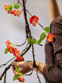 Artificial Begonia Flowers, Vintage Style Faux Floral Arrangement for Living Room Decor