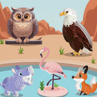 Cartoon Animal World 3D Paper Puzzle for Kids, Educational DIY Model Craft Toy
