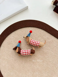 Cute Dachshund Dog Christmas Hat Hair Clips Cartoon Bangs Clip for Girls