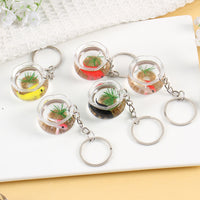 Miniature Sand Aquarium Keychain with Koi Fish Model - Realistic Simulation Fish Tank Pendant for Photography Props and Decor
