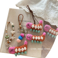 Handmade Nepali Wool Felt Cat Doll Bag Charm Keychain