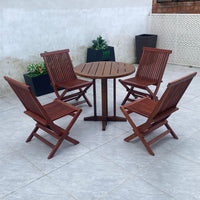 Outdoor Solid Wood Folding Table and Chair Set for Patio Garden Balcony