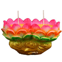 Smokeless Lotus Ghee Lamp for Home and Temple, Long-Lasting Decorative Butter Lamp