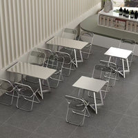 Industrial Stainless Steel Dining Table for Cafes and Restaurants, V-Leg Design
