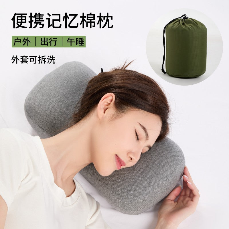 Portable Memory Foam Travel Pillow with Washable Cover for Office, Car, and Napping