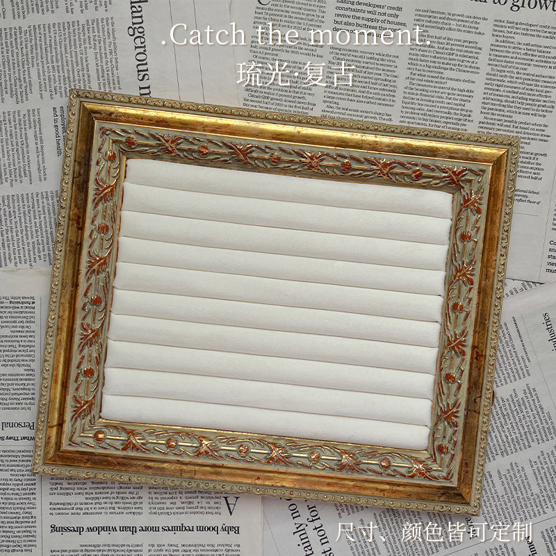 Vintage Gilded Frame Cream White Jewelry Display Stand for Necklaces Earrings Bracelets Rings