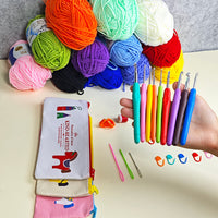 Crochet Hook Set for Beginners with Yarn and Accessories, DIY Craft Kit for Amigurumi and Flower Bouquets