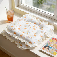Pet Cooling Mat with Lace Trim, Reversible Ice Silk Pad for Cats and Dogs, Summer Relief Bed
