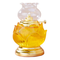 Lotus Embossed Butter Lamp Holder for Buddhist Altars, Long-Lasting LED Prayer Lamp