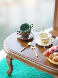 Miniature 1:12 Dollhouse Bread Coffee Cup Lamp Toy Model for Desktop Decor