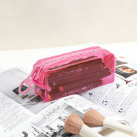 Large Capacity Transparent PVC Pencil Case for Girls, High-Value Stationery Pouch for School