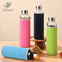 Portable Borosilicate Glass Water Bottle with Protective Sleeve for Car, Heat-Resistant and Insulated