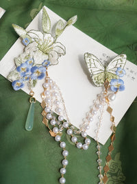 Embroidered Hair Clip Brooch Set for Hanfu - Windproof Design