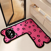 L-Shaped Diatomaceous Earth Bathroom Mat with Non-Slip Rubber Backing, Super Absorbent Quick Dry Floor Mat for Toilet and Entryway