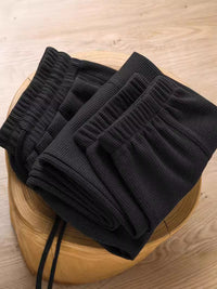 Men's Waffle Knit Loose Straight Leg Casual Pants