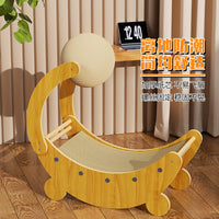 Vertical Sisal Rope Cat Scratching Post Tree Scratcher Toy with Wooden Ball and Corrugated Cardboard